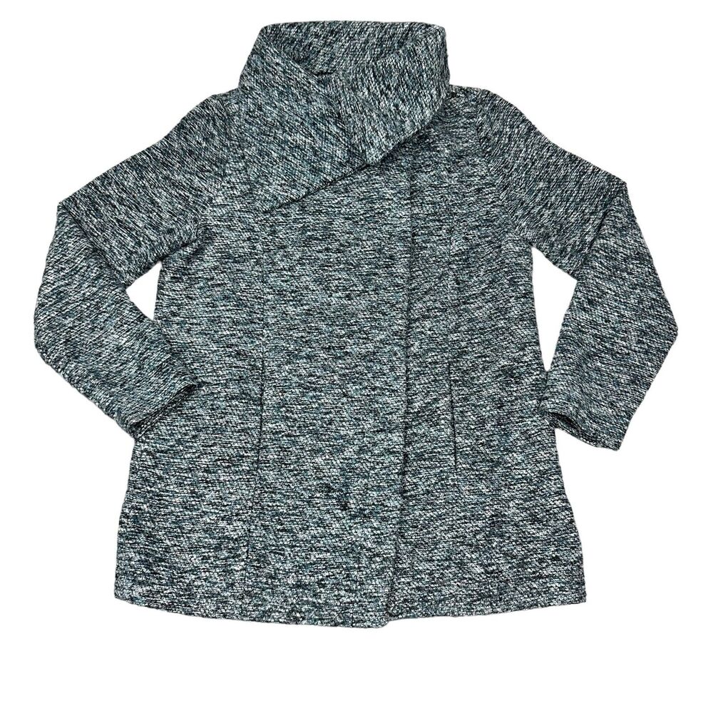 JACK Women's Textured Funnel Neck Coat Jacket Blue Black White Size M - Picture 1 of 8